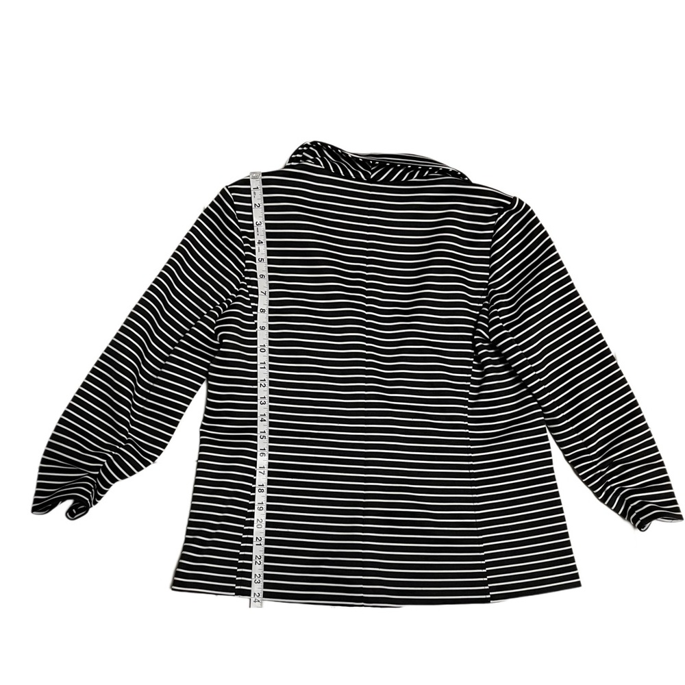 Soho Apparel Ltd Womens Blazer White-Black Stripe Long Sleeve Size L - Picture 2 of 7